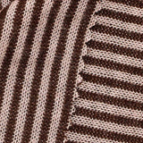 Brown Stripes Interlock Knit, Poly-Viscose — texture