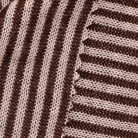 Brown Stripes Interlock Knit, Poly-Viscose