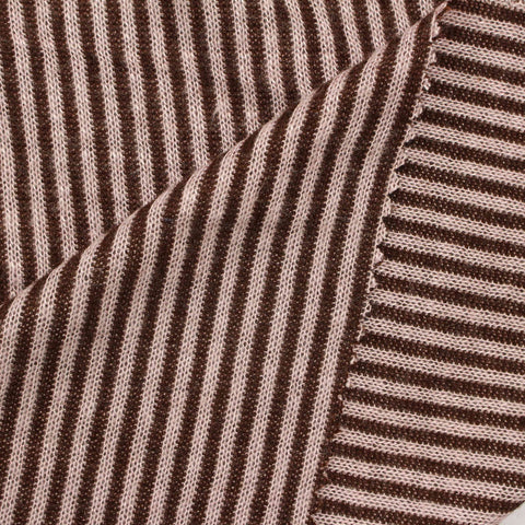 Brown Stripes Interlock Knit, Poly-Viscose