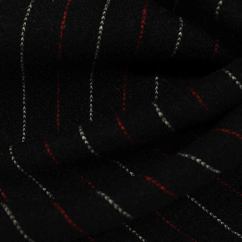 Black Pinstripes Interlock Knit, Poly-Nylon