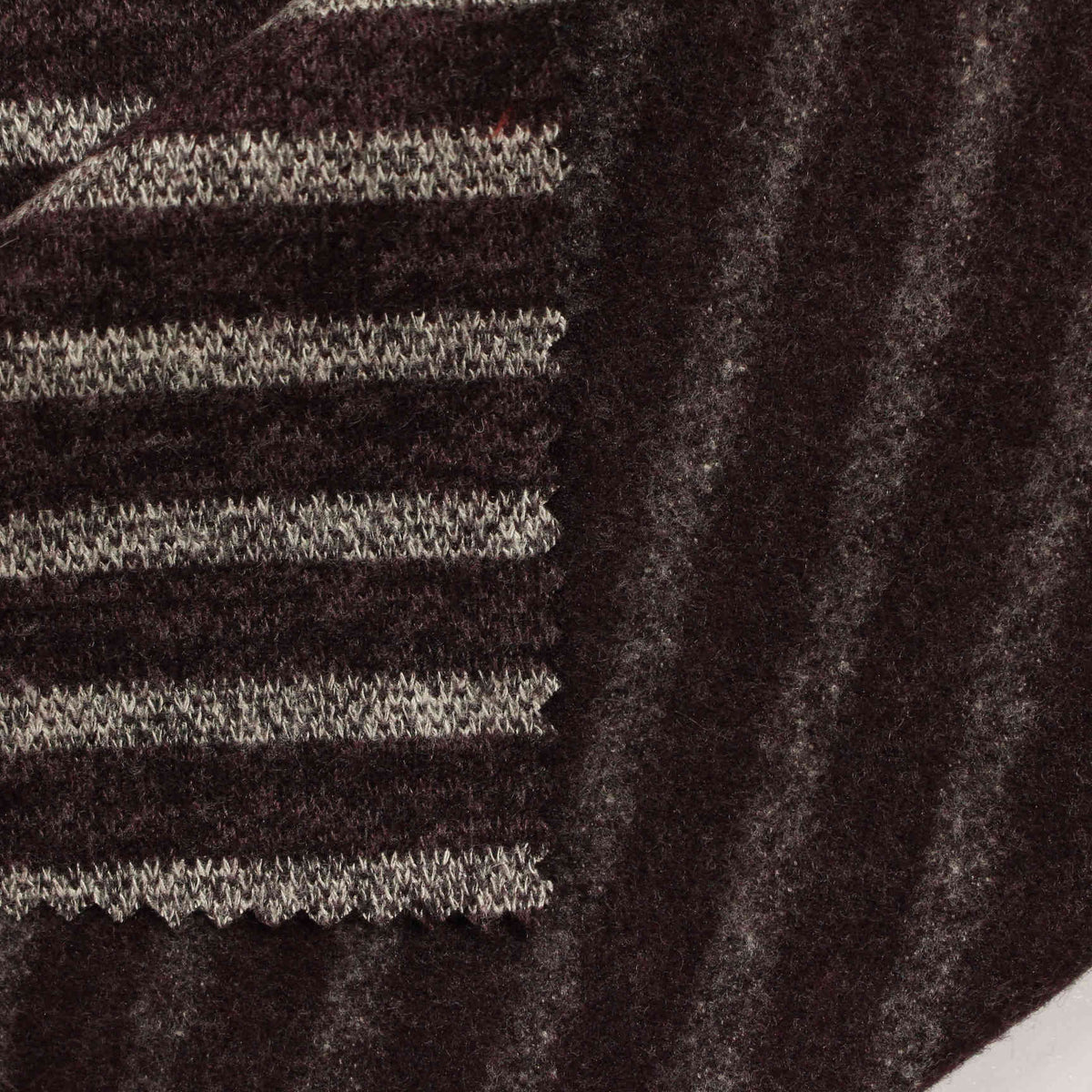 Dark Brown Horizontal-Stripe Knit, Poly-Viscose, 253 gsm