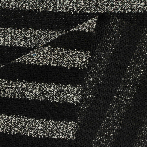 Black Horizontal-Stripe Rib Knit, Polyester, 204 gsm