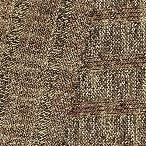 Heathered Brown Horizontal-Stripe Rib Knit, Viscose-Poly