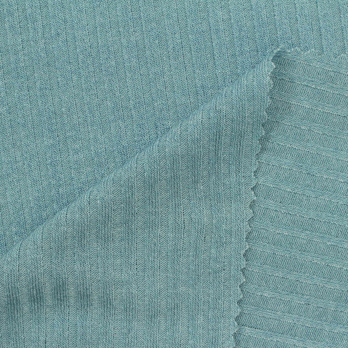 Viscose Polyester Stretch Rib Knit Fabric, 208 gsm, 156 cm — Blue