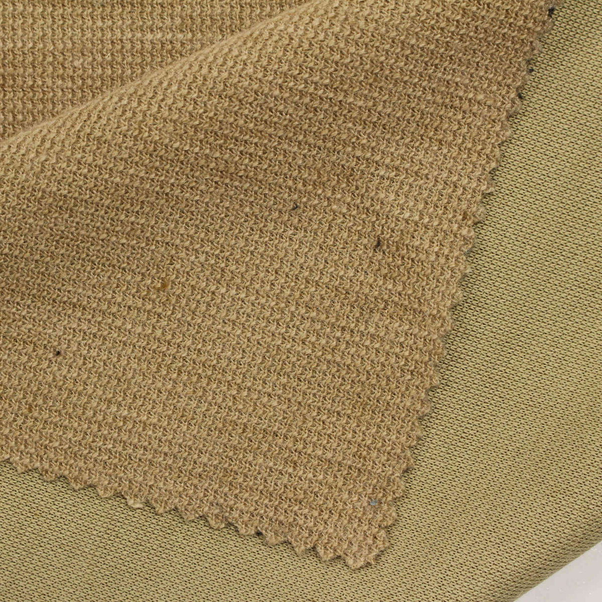 Heathered Tan Marl Interlock Knit, Poly-Acrylic