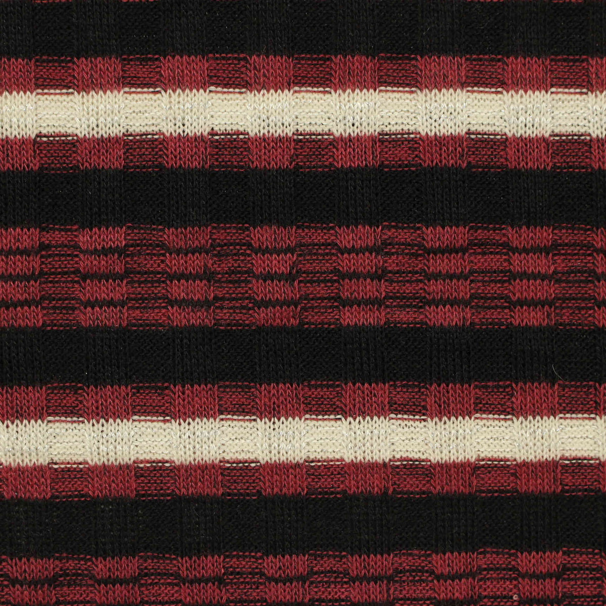 Red Stripes Rib Knit, Poly-Viscose