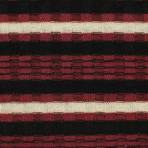 Red Stripes Rib Knit, Poly-Viscose