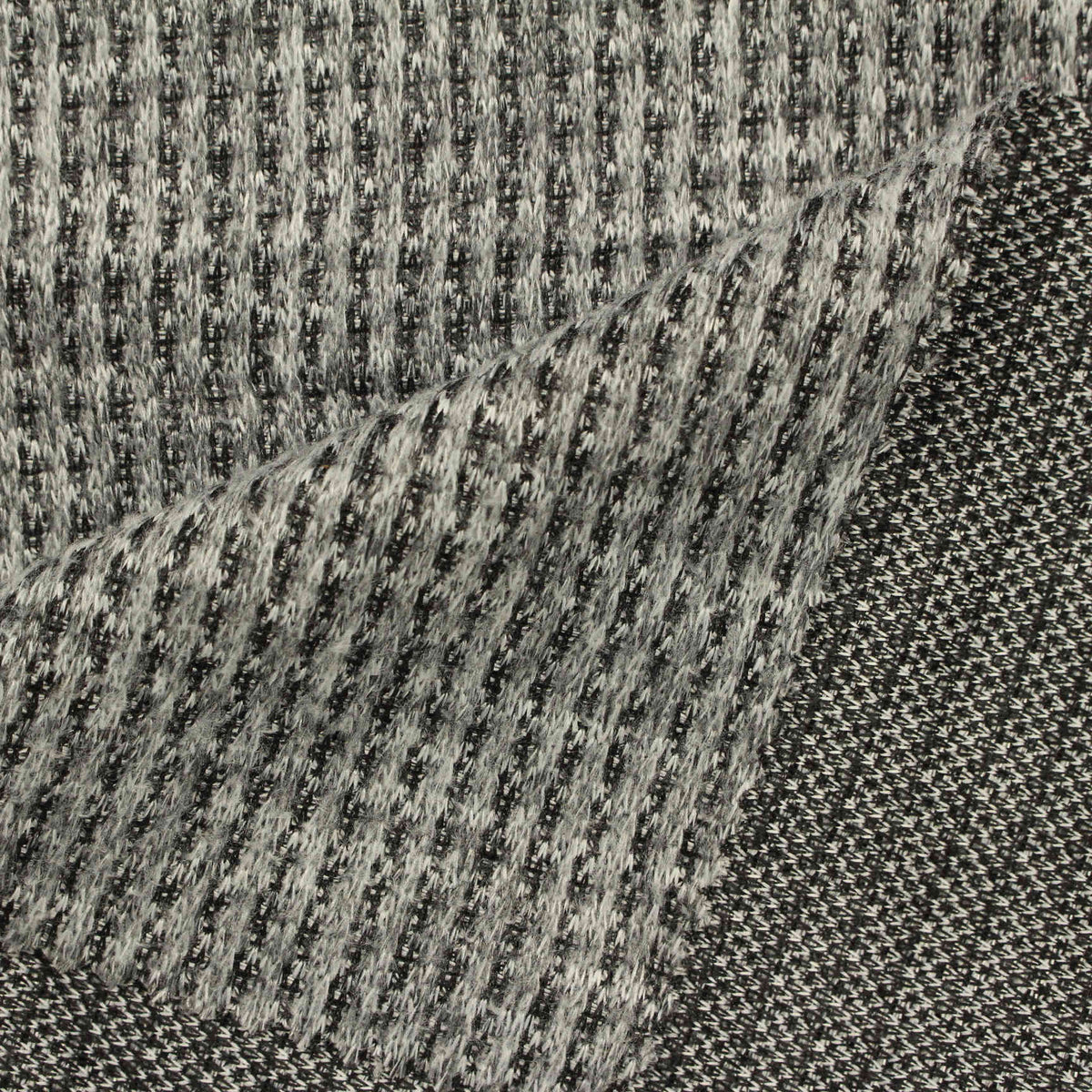 Black Marl Knit, Polyester, 255 gsm, 155 cm