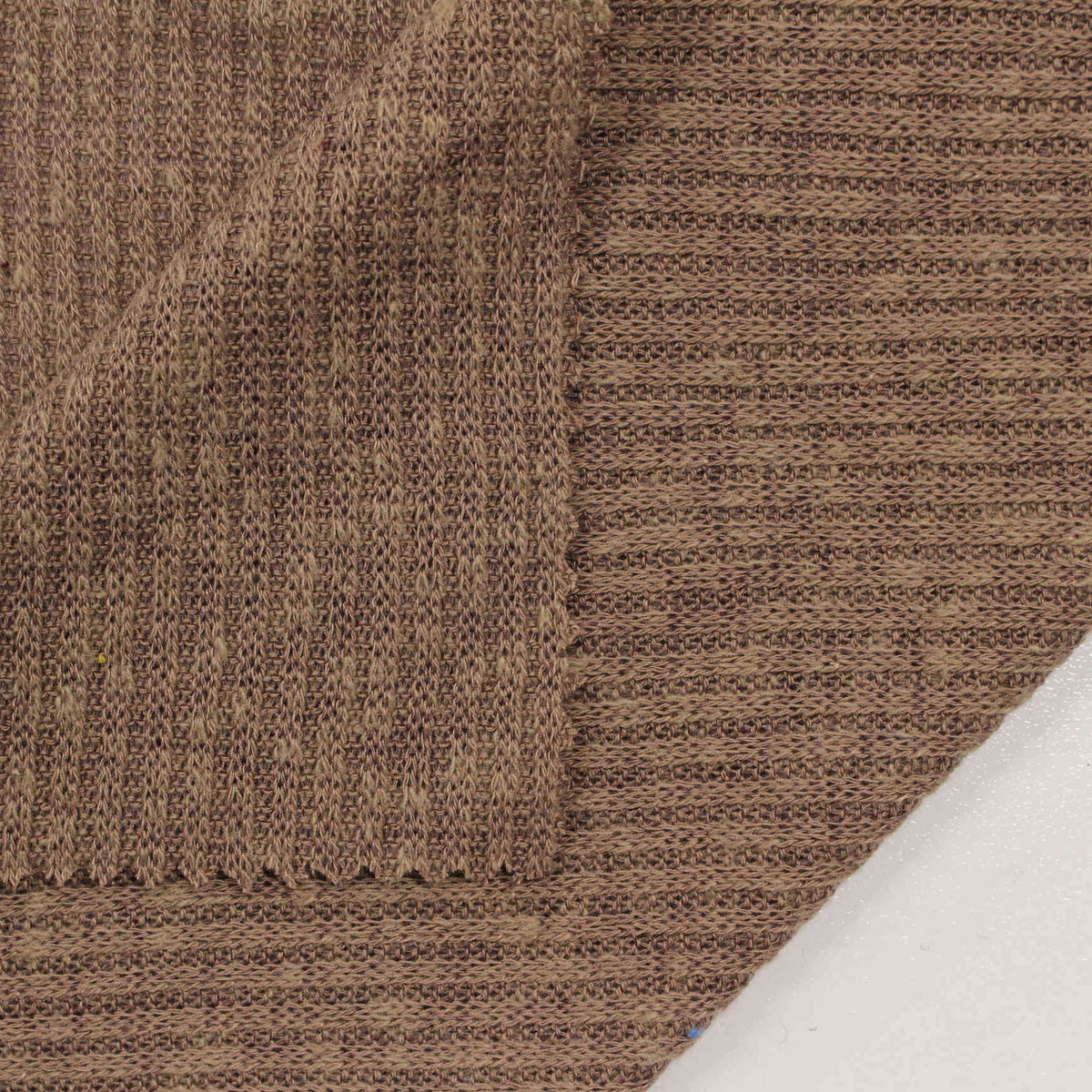 Brown Marl Rib Knit, Poly-Viscose, 154 gsm