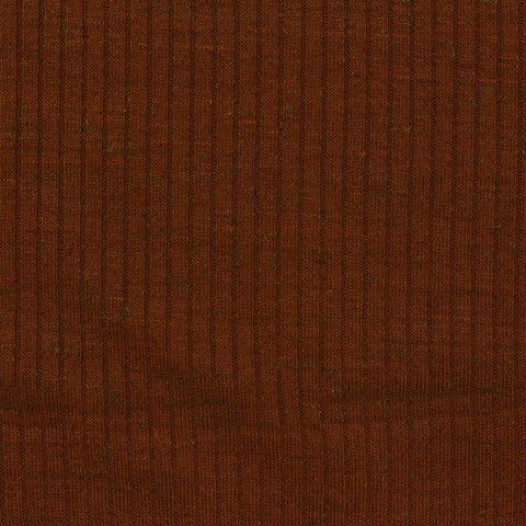 Polyester Cotton Stretch Rib Knit Fabric, 253 gsm, 145 cm — Brown