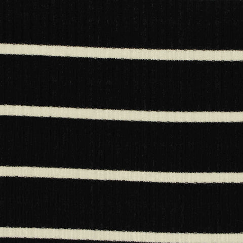 Striped Viscose Stretch Rib Knit Fabric, 230 gsm, 140 cm