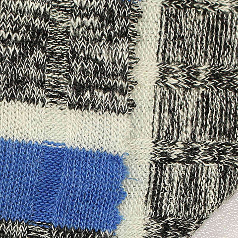 Blue Plaid Rib Knit, Viscose-Poly