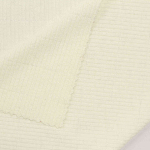 Polyester Stretch Rib Knit Fabric, 225 gsm, 136 cm — White