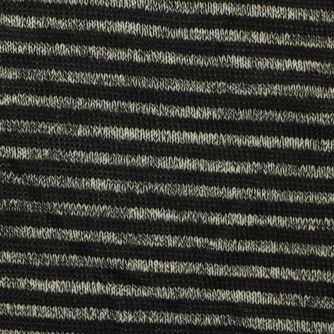 Black Horizontal-Stripe Jersey Knit, Polyester, 169 gsm