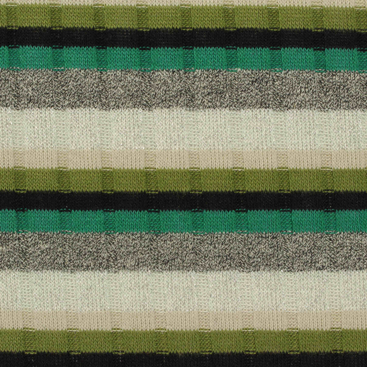 Black Horizontal-Stripe Rib Knit, Polyester, 190 gsm