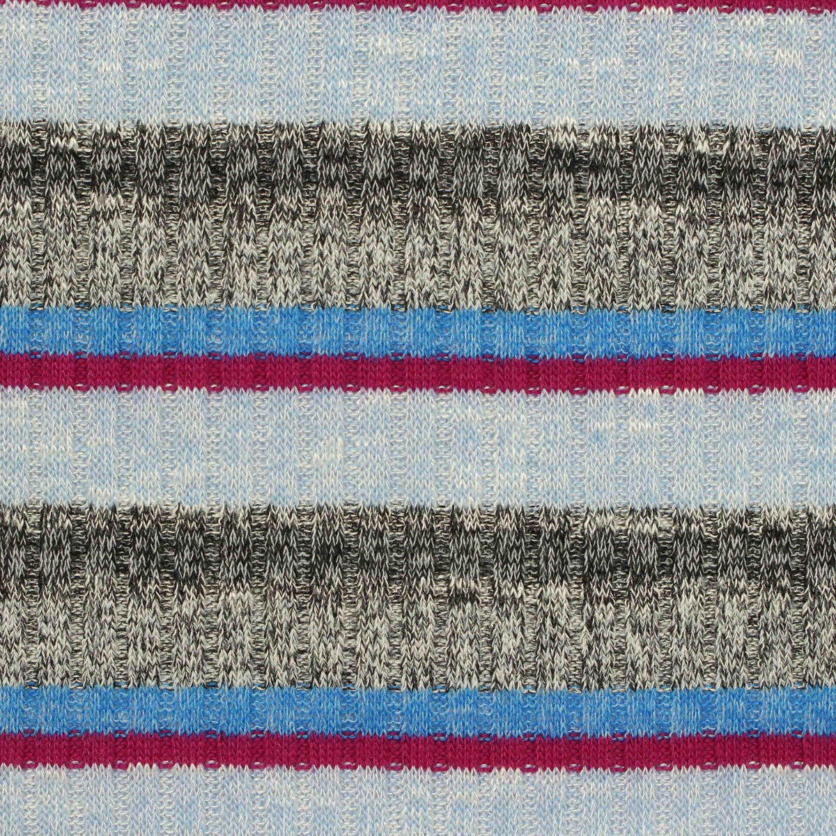 Light Blue Horizontal-Stripe Rib Knit, Poly-Viscose, 230 gsm, 155 cm