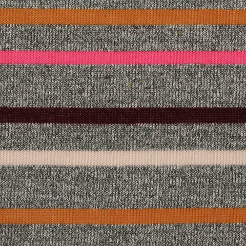 Orange Horizontal-Stripe Jersey Knit, Polyester, 285 gsm