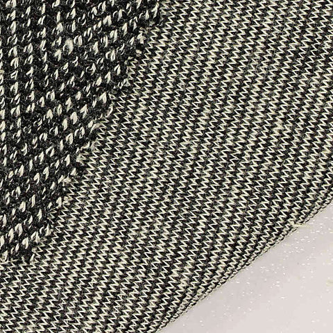 Black Herringbone Interlock Knit, Polyester, 335 gsm