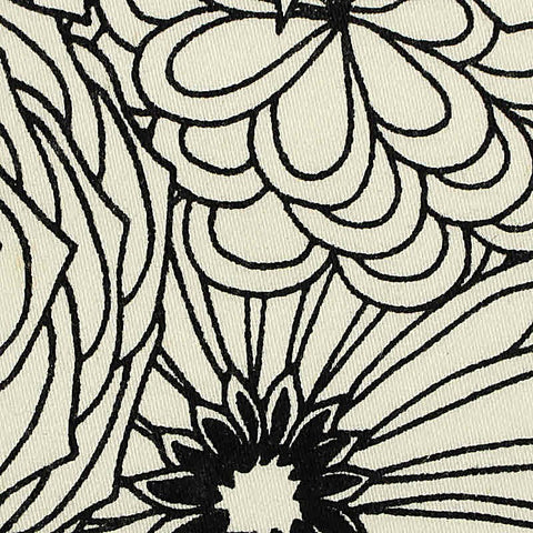 Black Floral Woven, Cotton, 200 gsm