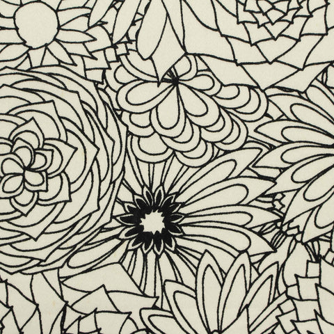 Black Floral Woven, Cotton, 200 gsm