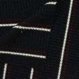 White Stripes Rib Knit, Viscose-Poly