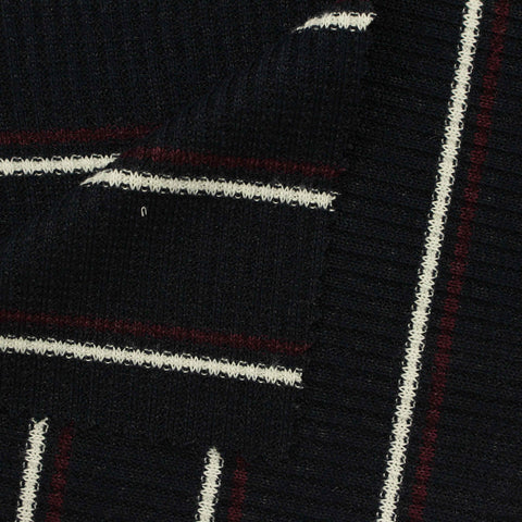 White Stripes Rib Knit, Viscose-Poly, 210 gsm