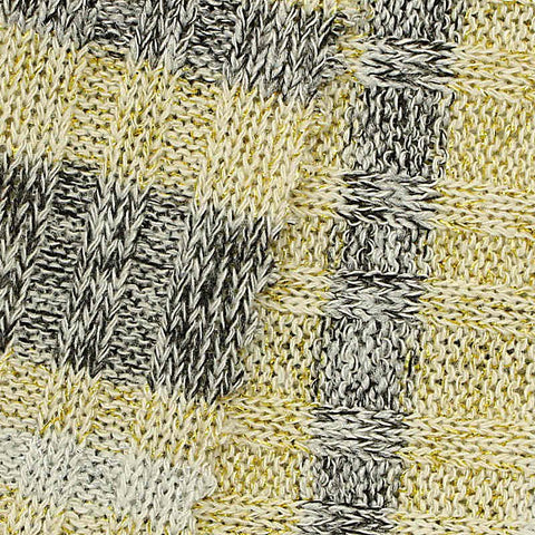 Yellow Check Rib Knit, Poly-Viscose