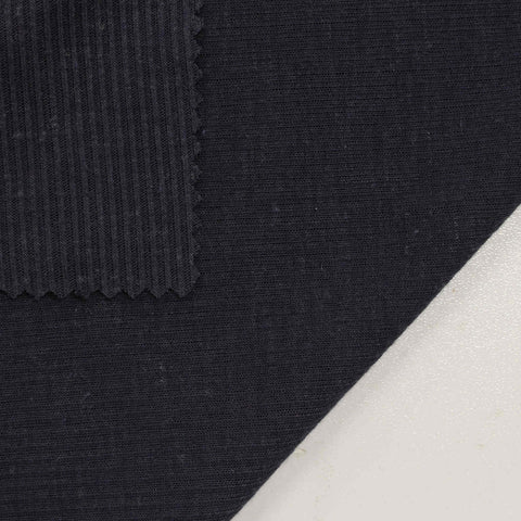 Polyester Linen Rib Knit Fabric, 125 gsm, 165 cm — Black