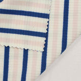 Blue Horizontal-Stripe Rib Knit, Polyester