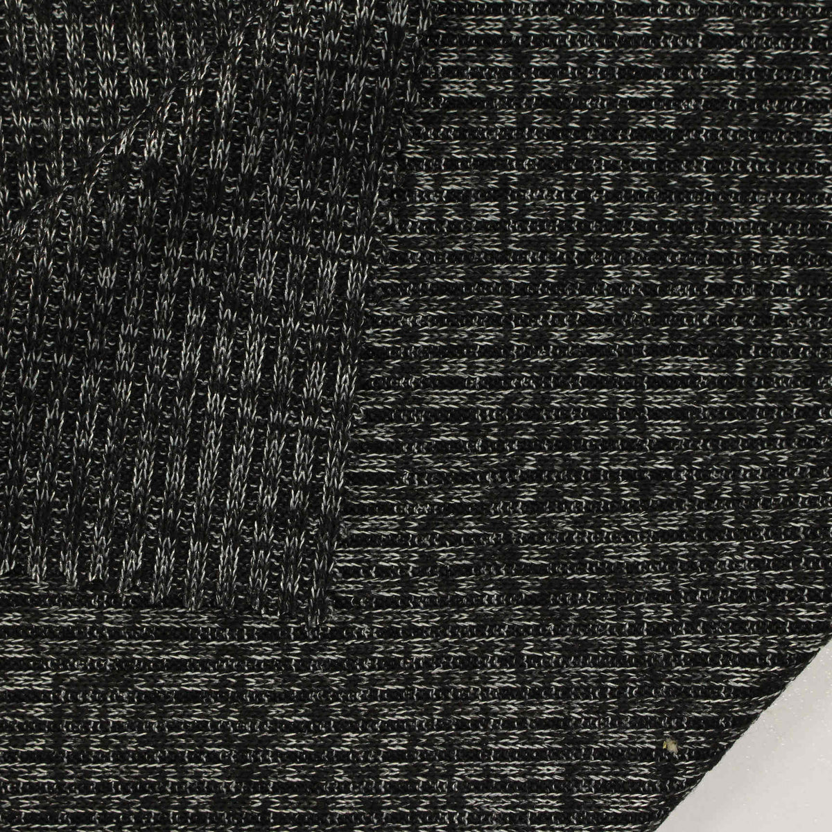 Black Marl Rib Knit, Poly-Viscose, 240 gsm, 158 cm