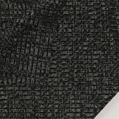 Black Marl Rib Knit, Poly-Viscose, 240 gsm, 158 cm