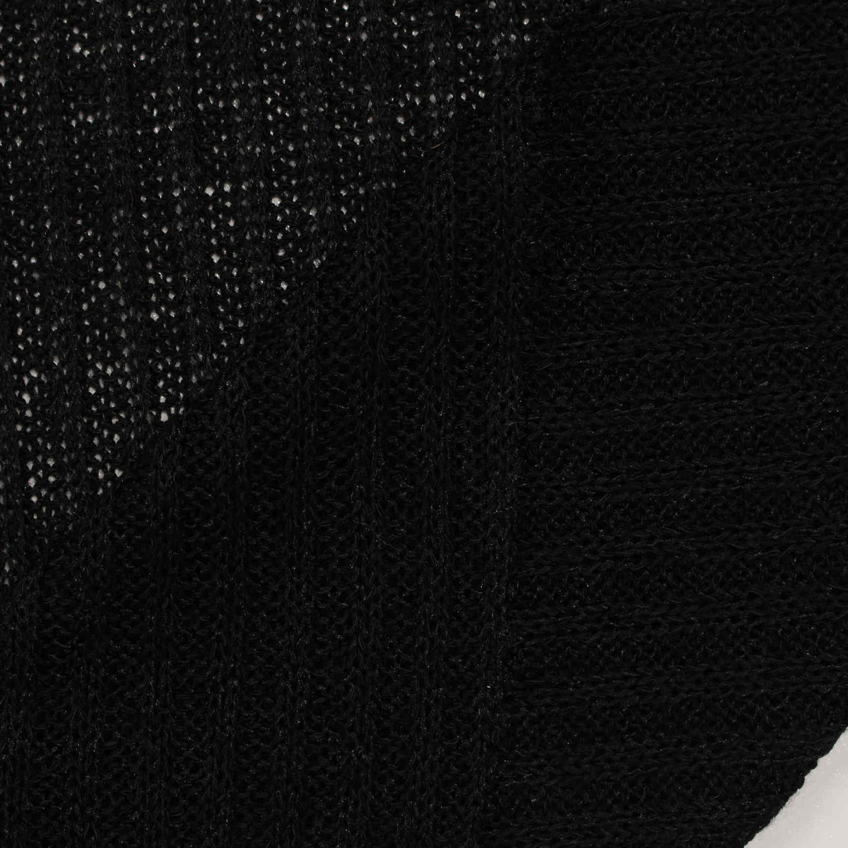 Black Openwork Rib Knit, Viscose-Poly
