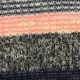 Dark Blue Horizontal-Stripe Rib Knit, Viscose-Poly — texture