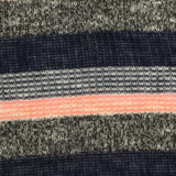 Dark Blue Horizontal-Stripe Rib Knit, Viscose-Poly