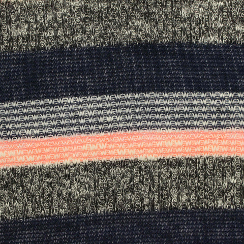 Dark Blue Horizontal-Stripe Rib Knit, Viscose-Poly, 182 gsm