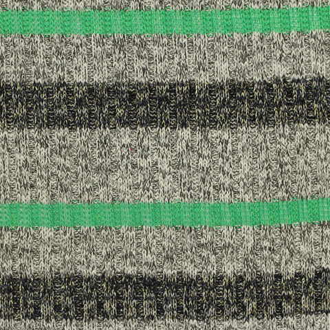 Green Horizontal-Stripe Rib Knit, Poly-Viscose, 270 gsm