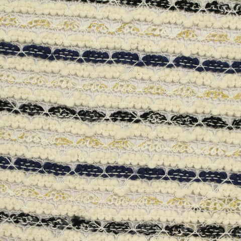 Cream Horizontal-Stripe Chunky Knit, Cotton-Poly, 237 gsm