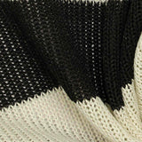 Black Horizontal-Stripe Chunky Knit, Polyester — texture