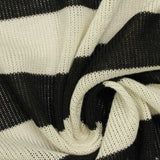 Black Horizontal-Stripe Chunky Knit, Polyester