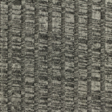 Black Heathered-Marl Rib Knit, Poly-Viscose, 205 gsm, 165 cm