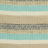 Cream Horizontal-Stripe Rib Knit, Viscose-Poly