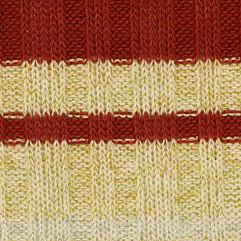 Red Horizontal-Stripe Rib Knit, Polyester, 225 gsm