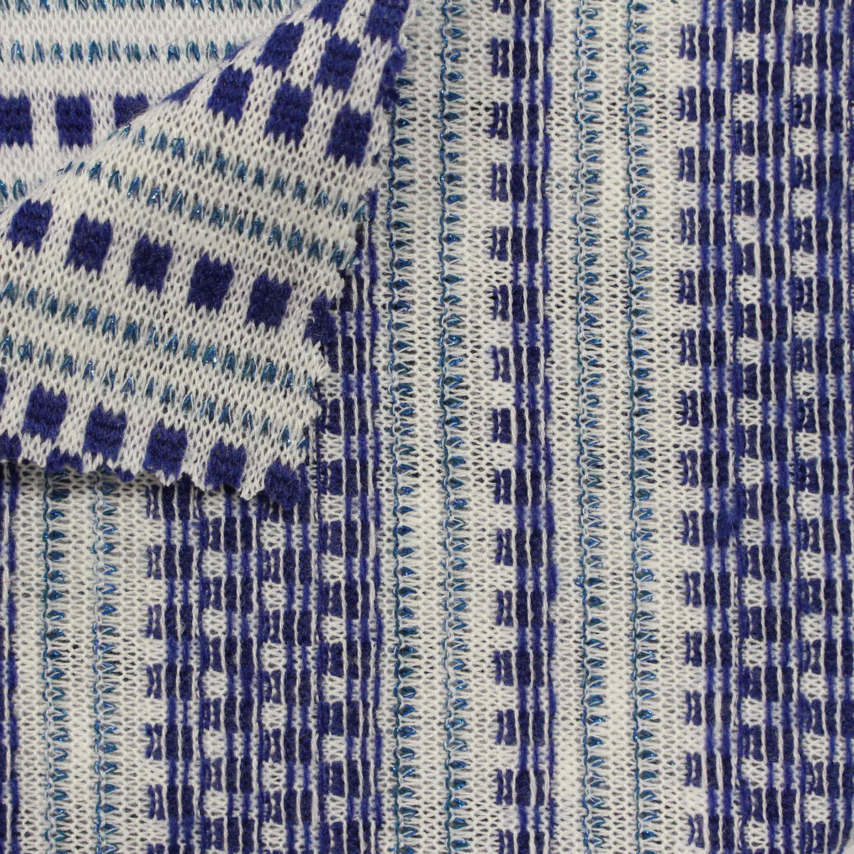 Blue Checks Knit, Poly-Viscose