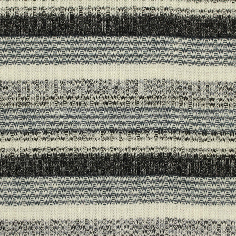 Black Stripes Rib Knit, Poly-Viscose, 226 gsm