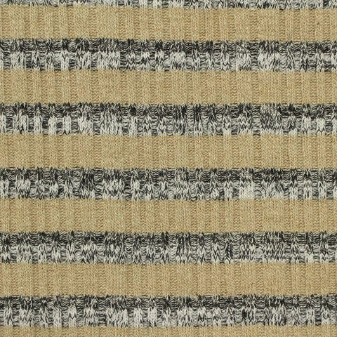 Beige Horizontal-Stripe Rib Knit, Poly-Viscose, 420 gsm