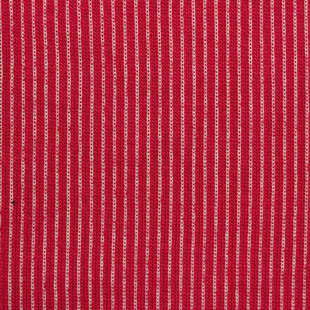 White Vertical-Stripe Rib Knit, Viscose-Poly