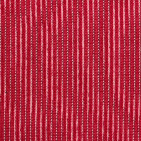 White Vertical-Stripe Rib Knit, Viscose-Poly