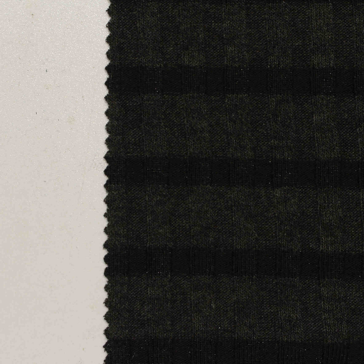 Dark Green Check Rib Knit