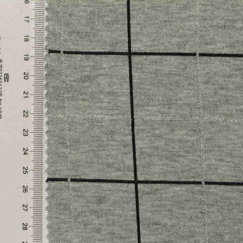 Black Grid Interlock Knit, Polyester, 330 gsm