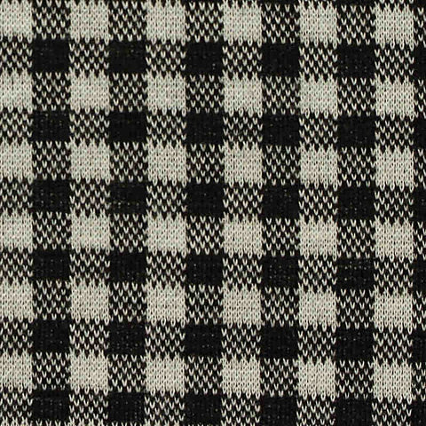 Black Check Knit, Polyester, 260 gsm, 156 cm